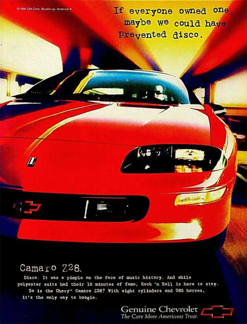 Vintage auto ad: If everyone owned one, maybe we could have prevented disco